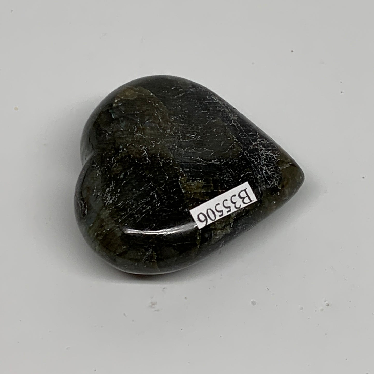 65.2g, 1.9"x2"x0.7", Natural Labradorite Heart Polished Crystal, B35506