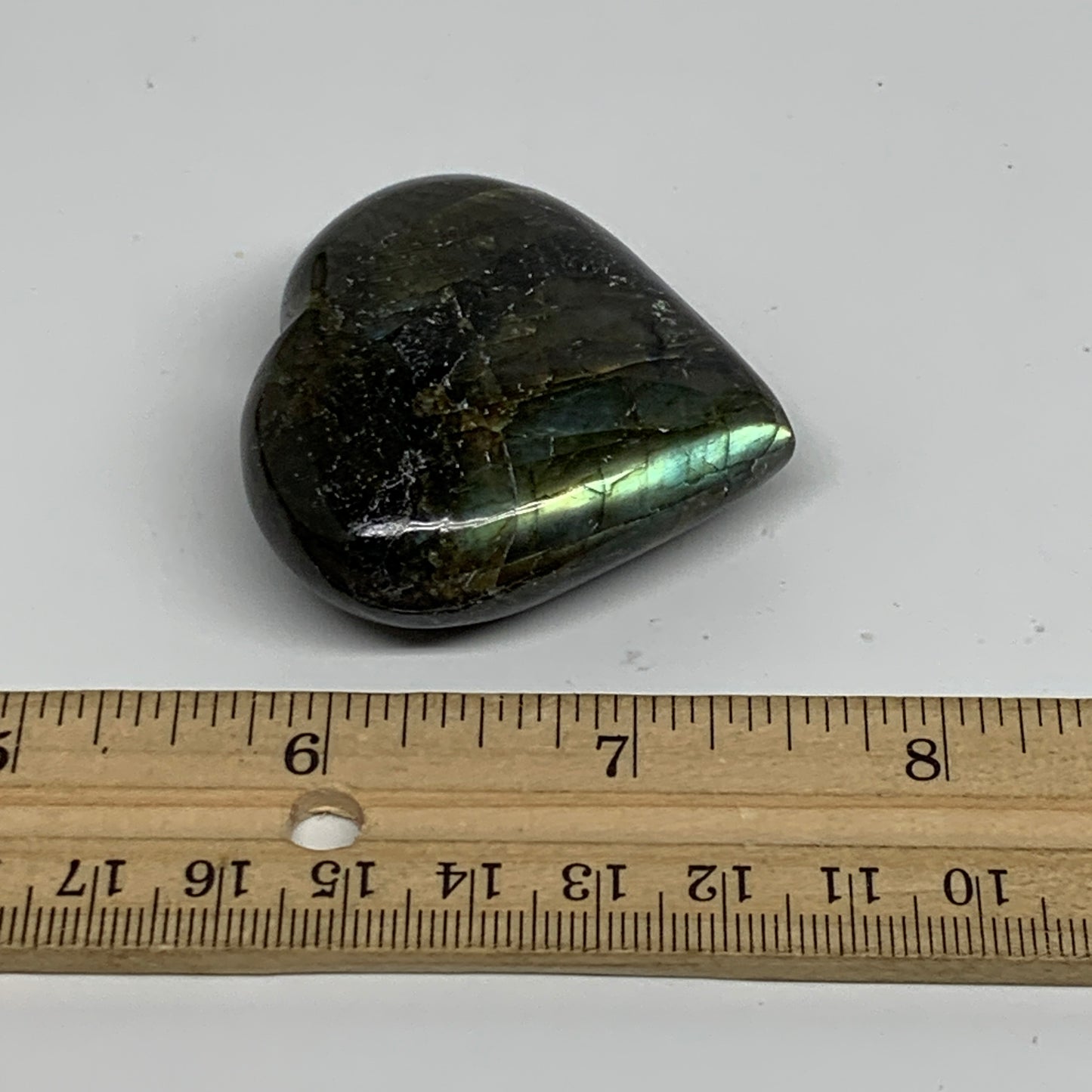 65.2g, 1.9"x2"x0.7", Natural Labradorite Heart Polished Crystal, B35506