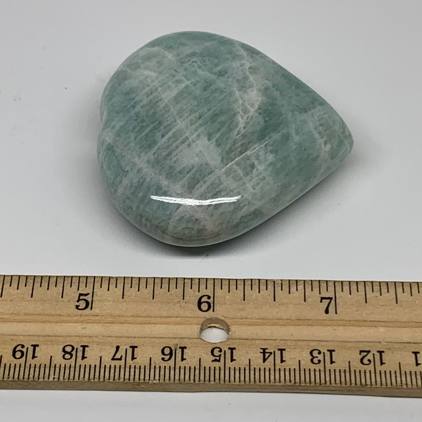 103.9g, 2.3"x"x2.3"x0.9", Natural Amazonite Heart Polished Gemstone, B34740