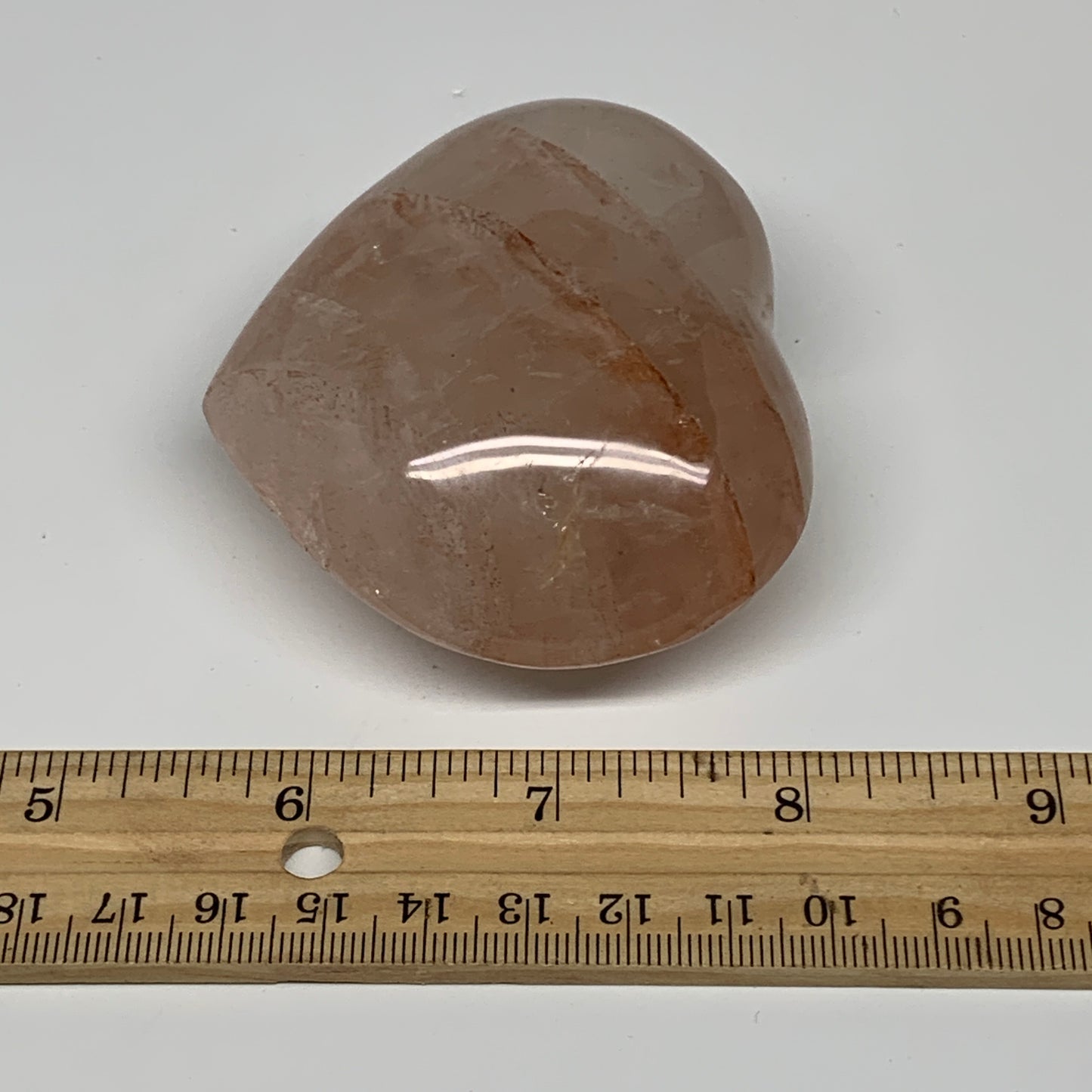 201.7g, 2.5"x2.9"x1.3" Red Hematoid Quartz Heart Crystal @Madagascar, B30521