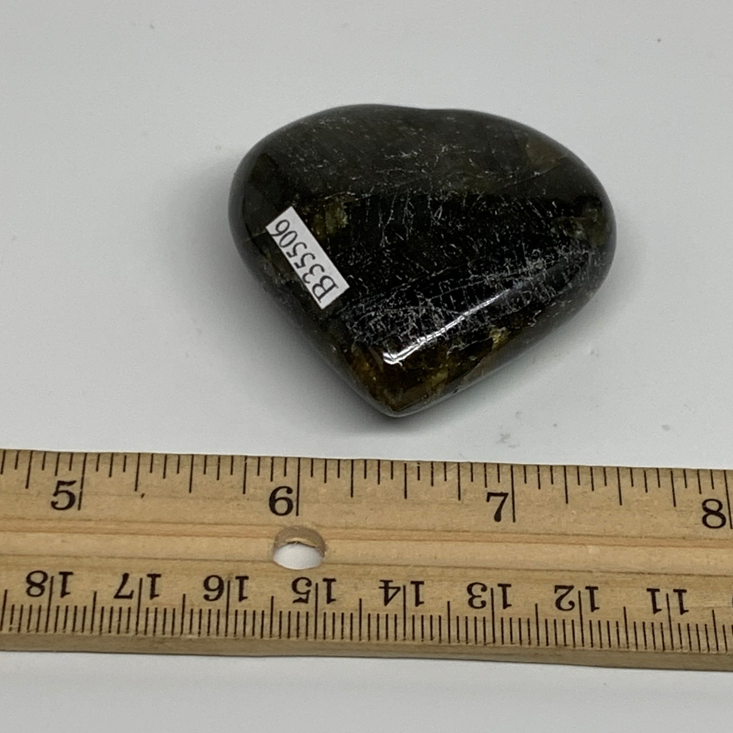 65.2g, 1.9"x2"x0.7", Natural Labradorite Heart Polished Crystal, B35506