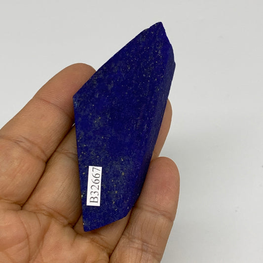 43.8g, 3.2"x1.3"x0.4", High Grade Natural Rough Lapis Lazuli @Afghanistan,B32667