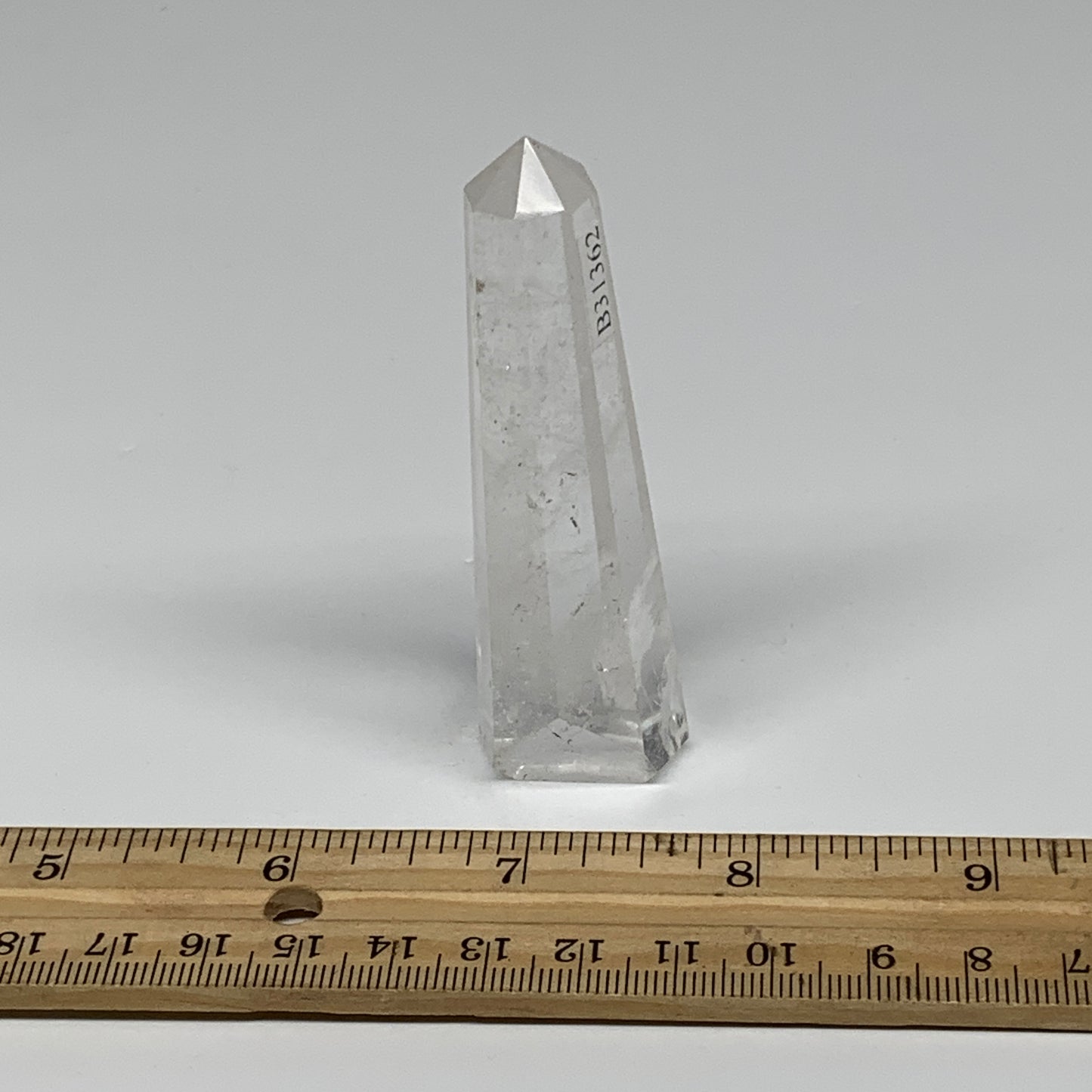 55.8g, 3.1"x0.9", Natural Quartz Crystal Tower Point Obelisk @India, B31362
