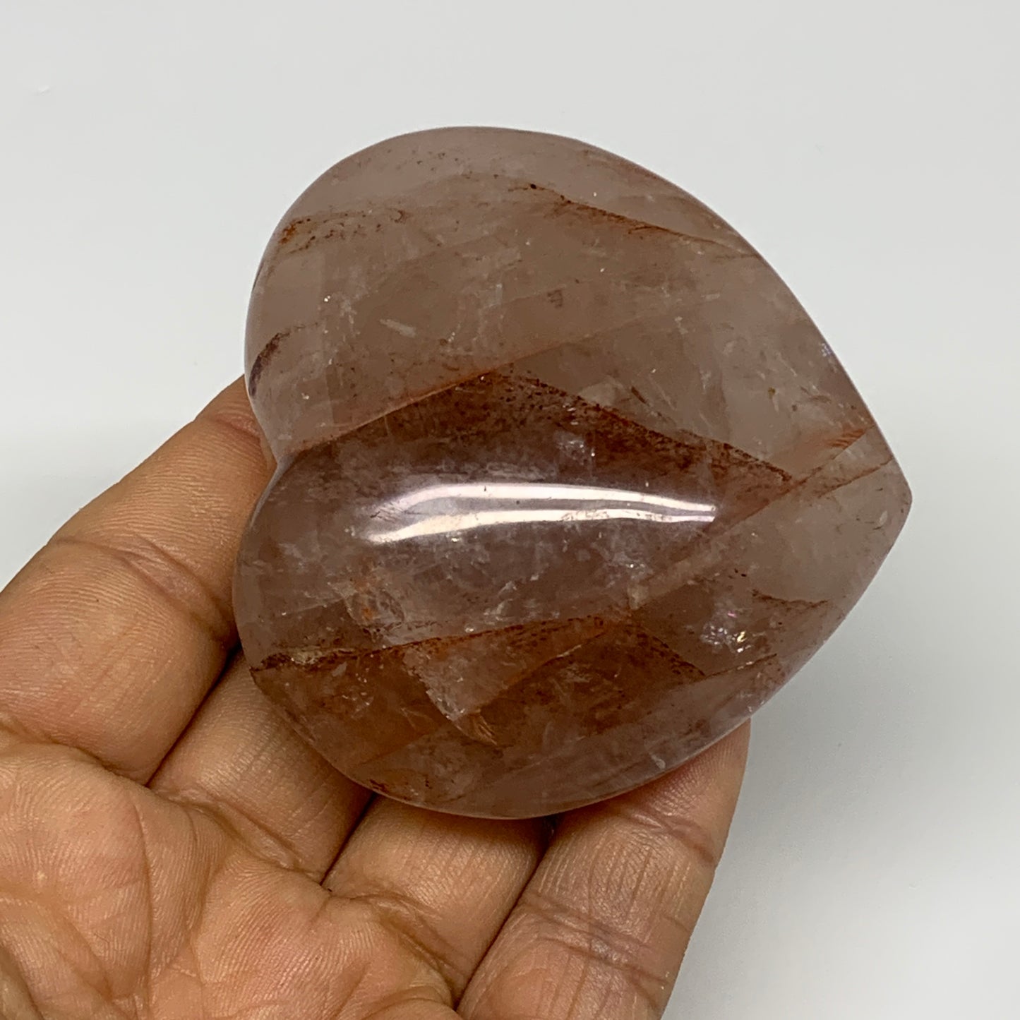 157g, 2.4"x2.6"x1.1" Red Hematoid Quartz Heart Crystal @Madagascar, B30522