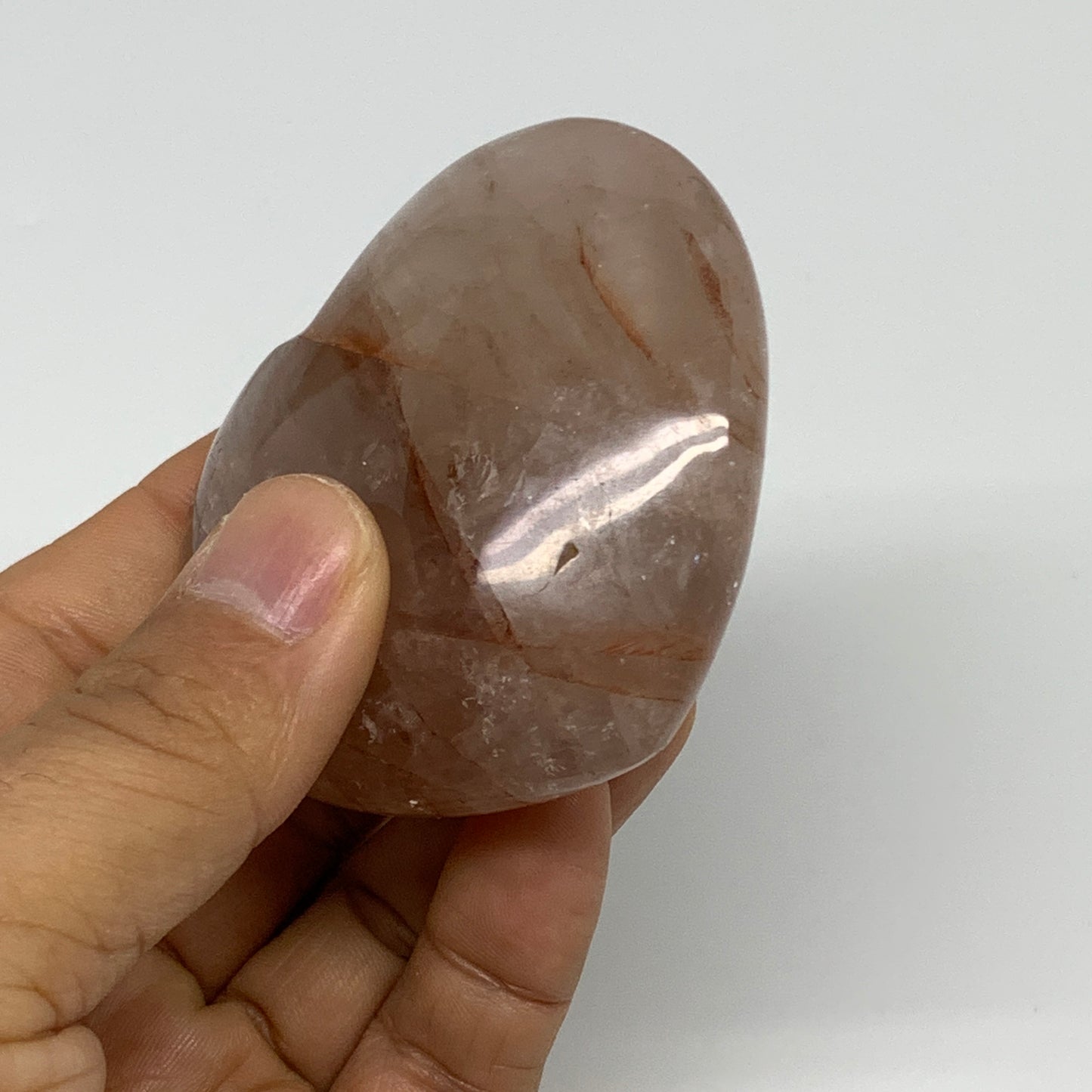 157g, 2.4"x2.6"x1.1" Red Hematoid Quartz Heart Crystal @Madagascar, B30522