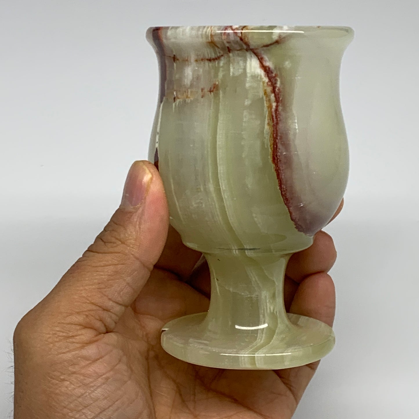 224.8g, 3.8"x2.4" Natural Green Onyx Cup Gemstone from Afghanistan, B3201