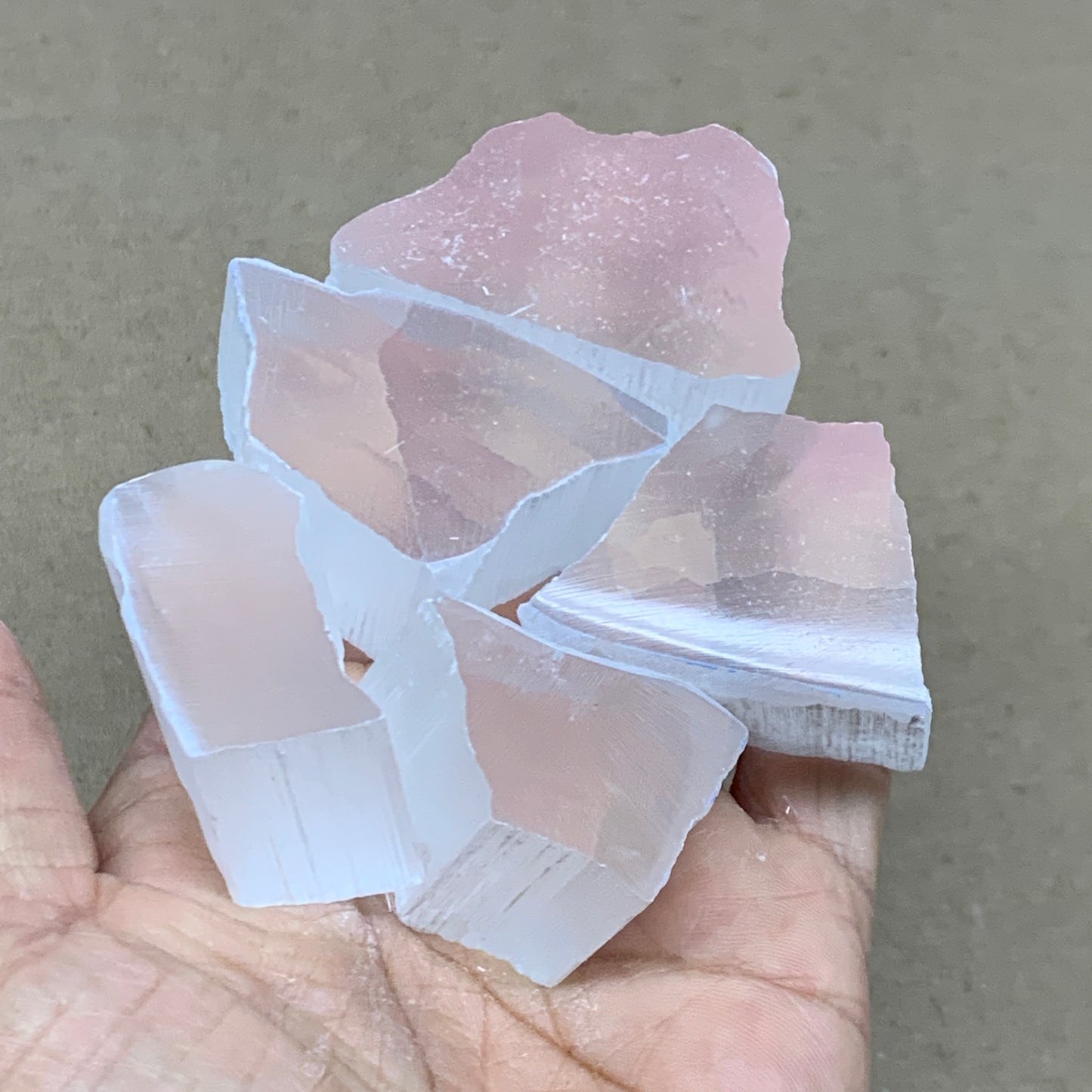 0.47 lbs, 1.4"-2", 5pcs, Natural Clear Selenite Crystal Slab Gemstone, B36937