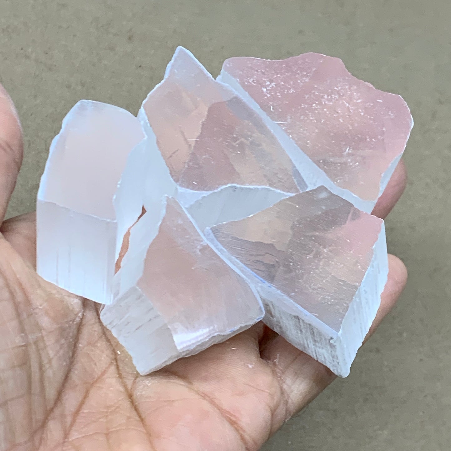 0.47 lbs, 1.4"-2", 5pcs, Natural Clear Selenite Crystal Slab Gemstone, B36937