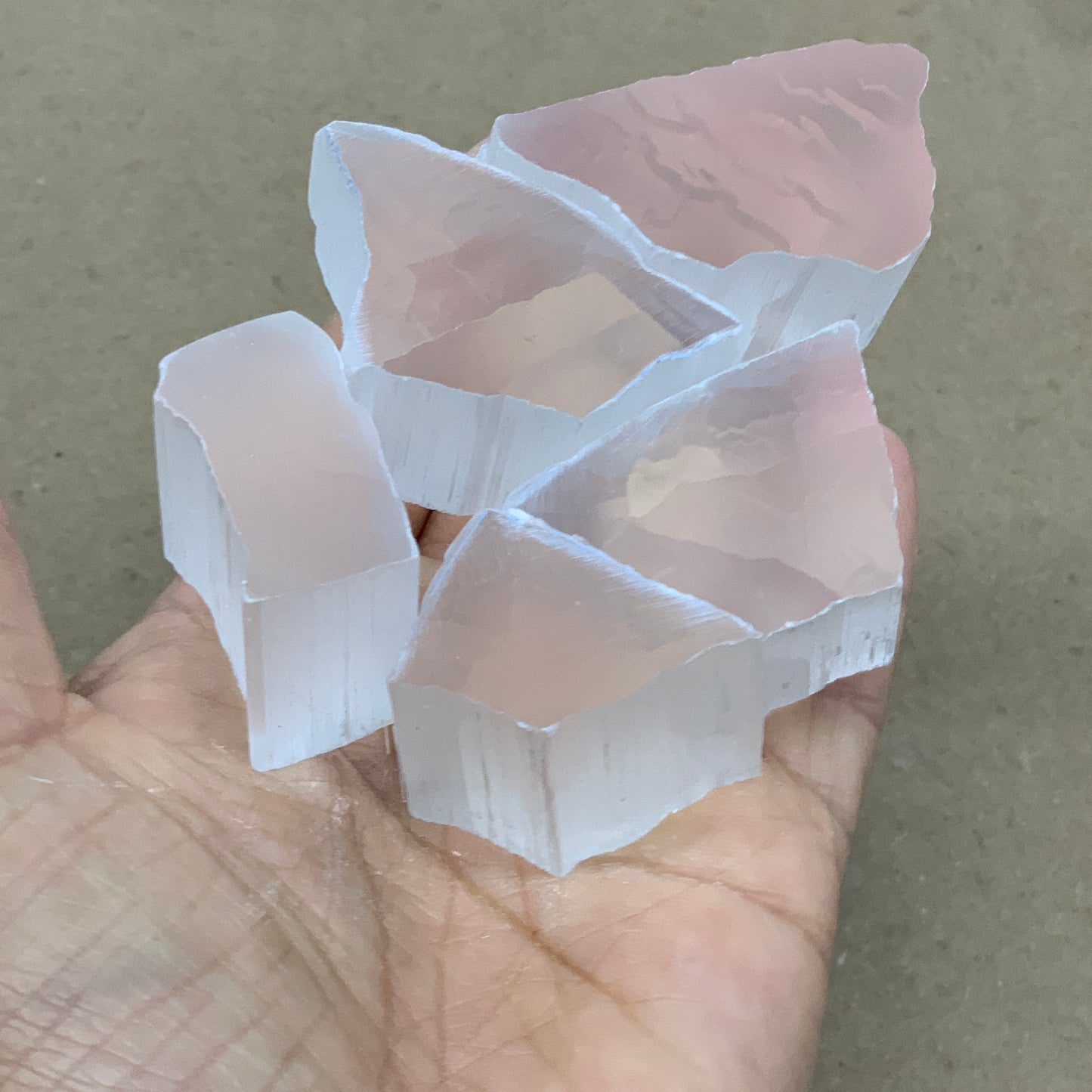 0.47 lbs, 1.4"-2", 5pcs, Natural Clear Selenite Crystal Slab Gemstone, B36937