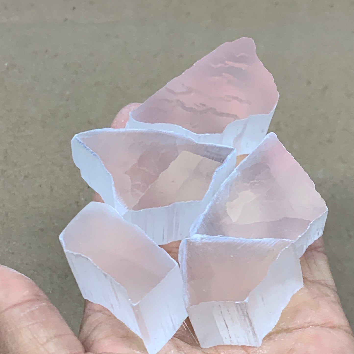 0.47 lbs, 1.4"-2", 5pcs, Natural Clear Selenite Crystal Slab Gemstone, B36937