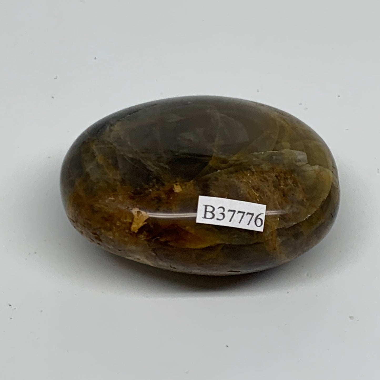 118.6g, 2.4"x1.9"x1.1",  Black Moonstone Crystal Palm-Stone Polished, B37776