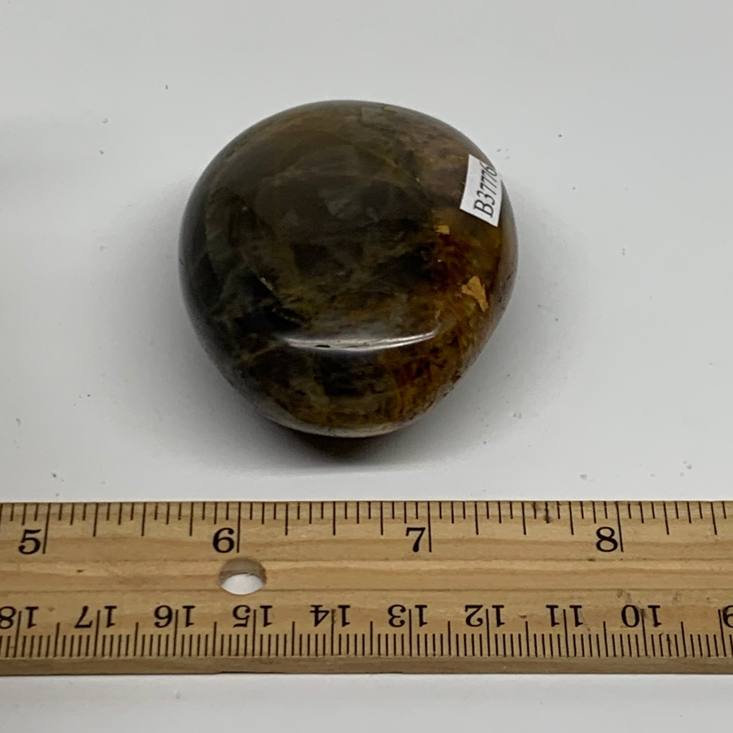 118.6g, 2.4"x1.9"x1.1",  Black Moonstone Crystal Palm-Stone Polished, B37776