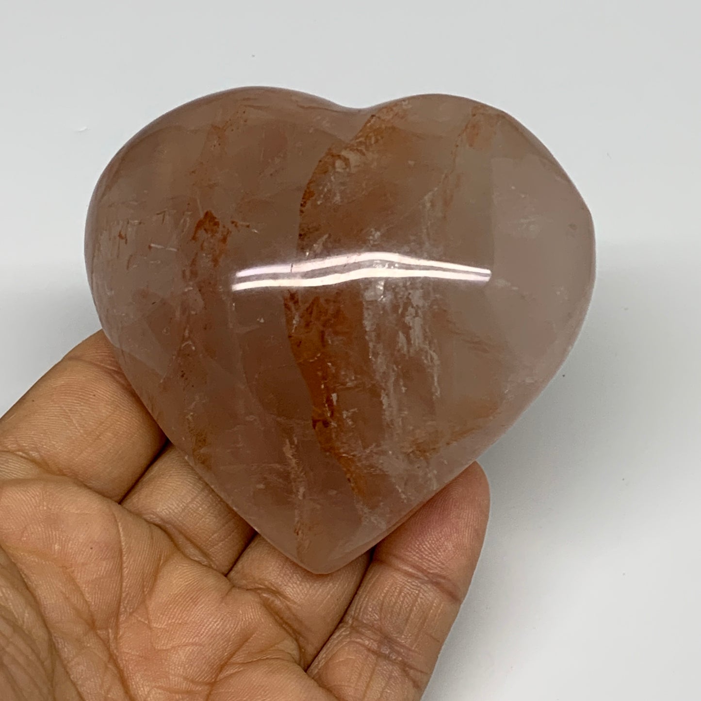 228.9g, 2.9"x3"x1.3" Red Hematoid Quartz Heart Crystal @Madagascar, B30523