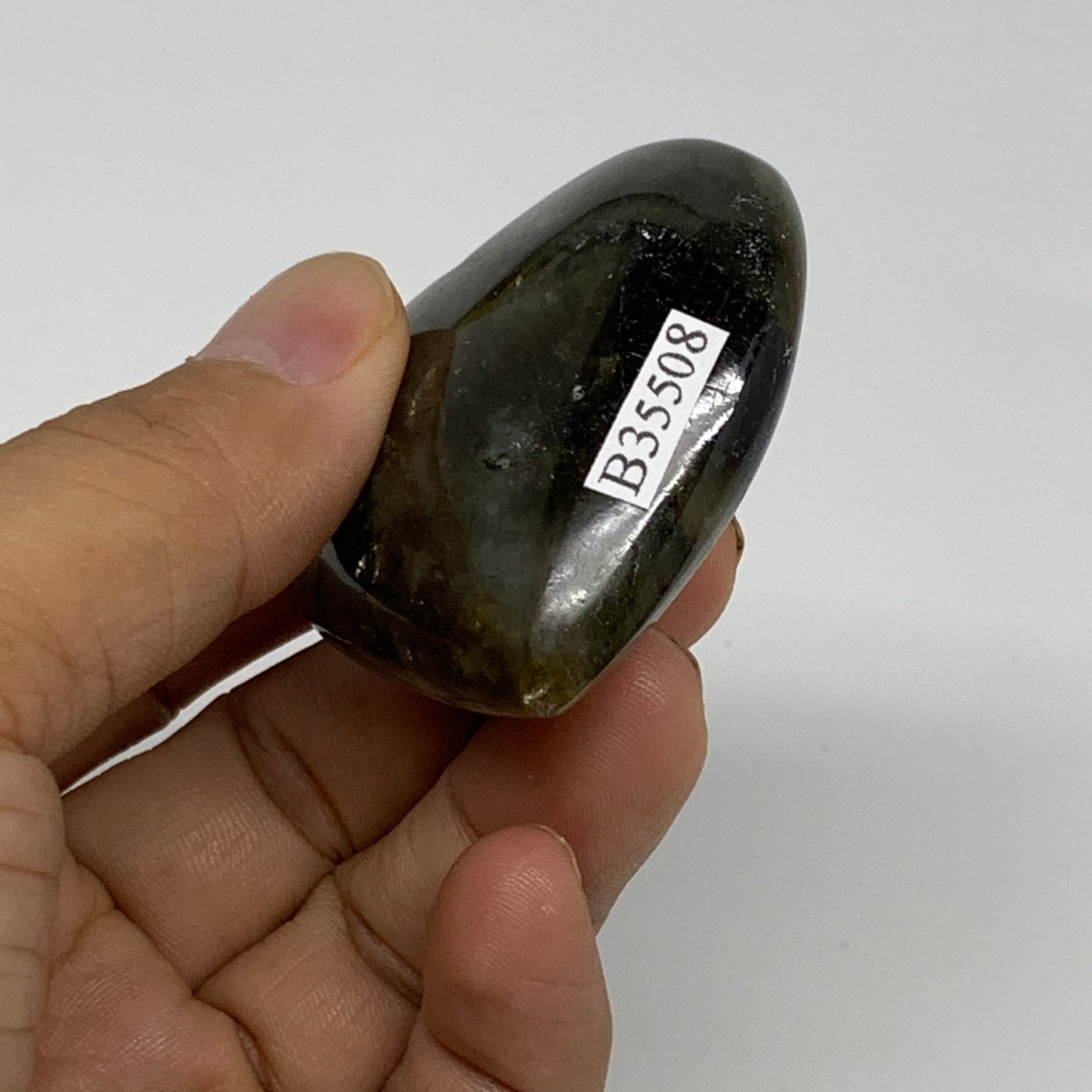 65g, 1.9"x2"x0.8", Natural Labradorite Heart Polished Crystal, B35508