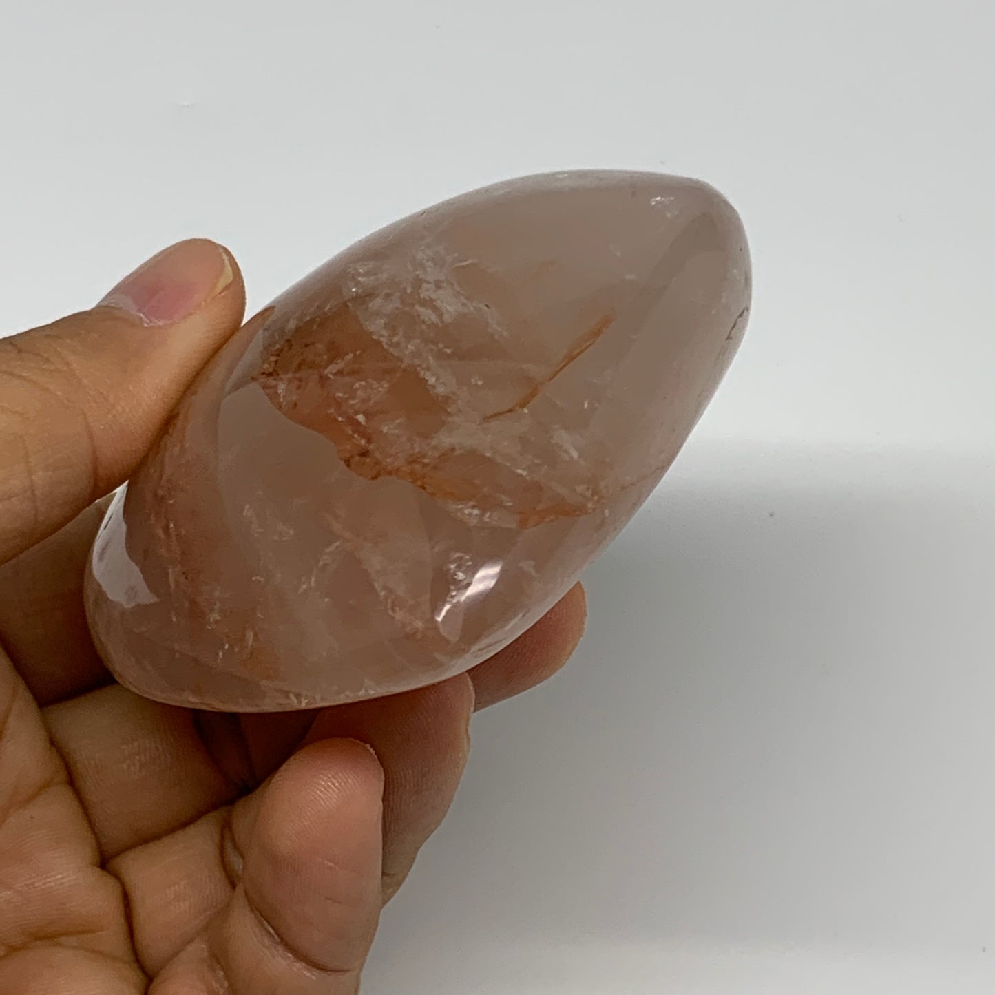 228.9g, 2.9"x3"x1.3" Red Hematoid Quartz Heart Crystal @Madagascar, B30523