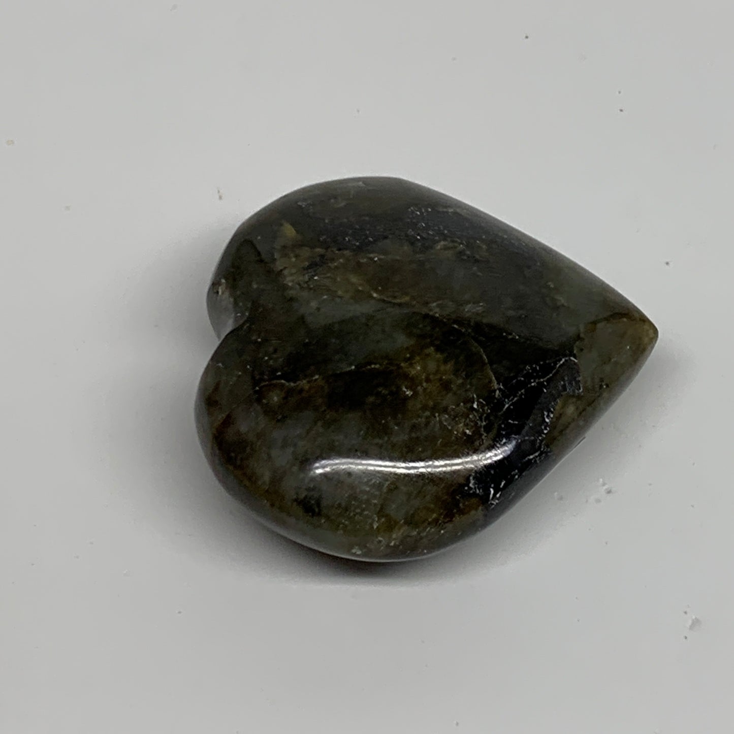 65g, 1.9"x2"x0.8", Natural Labradorite Heart Polished Crystal, B35508