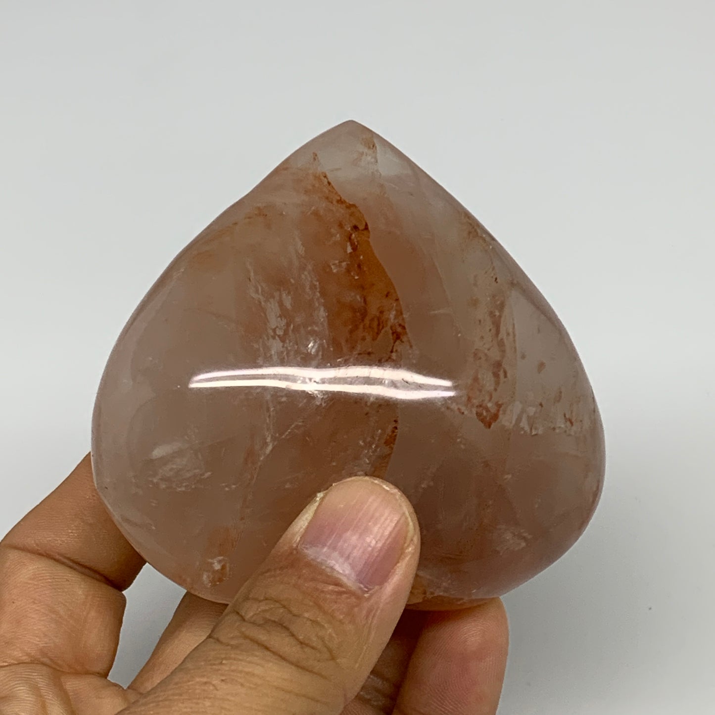 228.9g, 2.9"x3"x1.3" Red Hematoid Quartz Heart Crystal @Madagascar, B30523