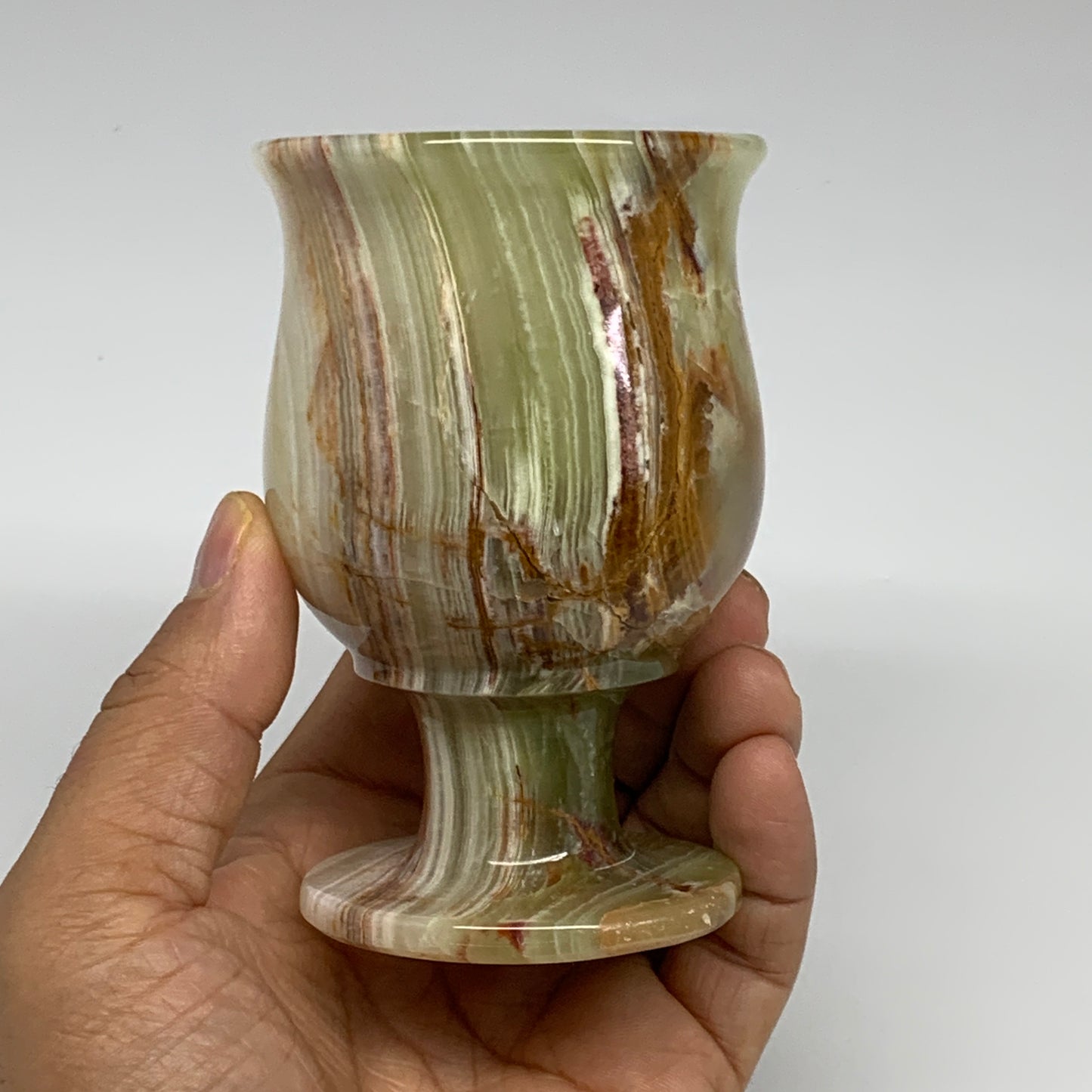 229.9g, 3.8"x2.4" Natural Green Onyx Cup Gemstone from Afghanistan, B3202
