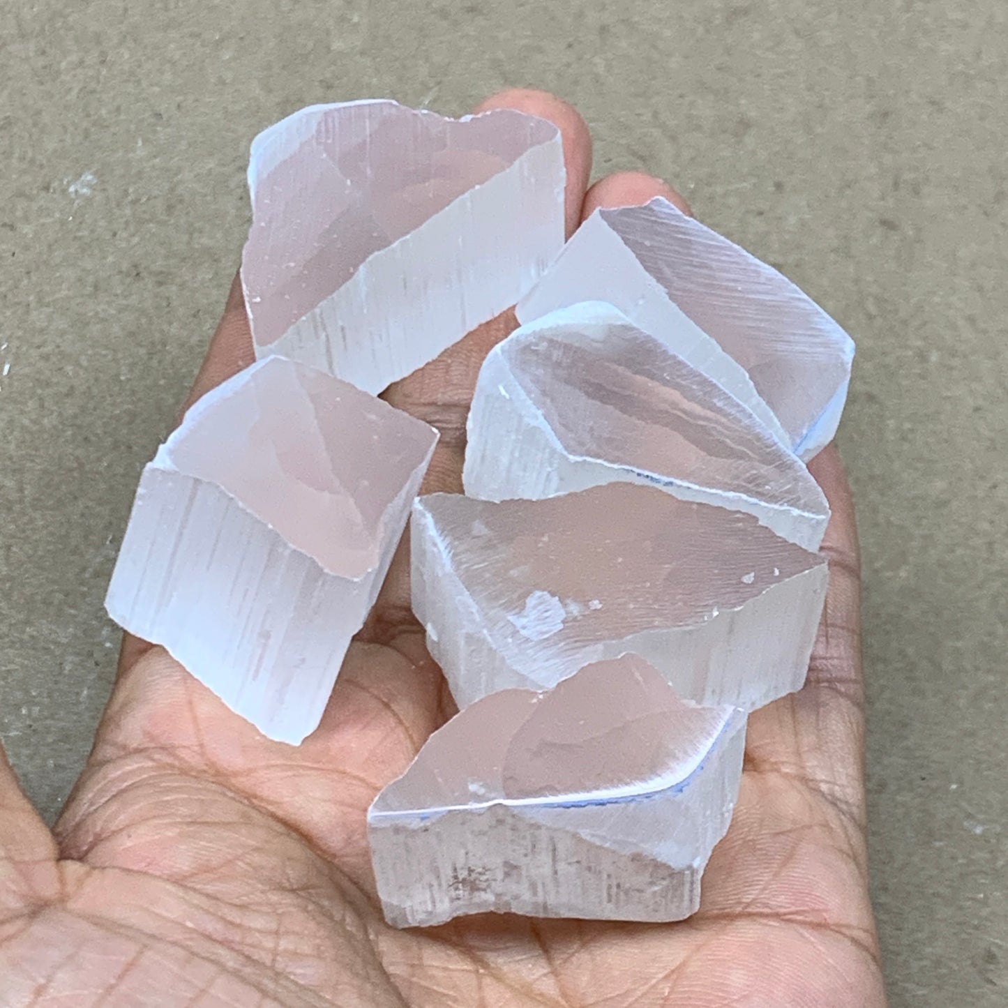 0.31 lbs, 1"-1.6", 6pcs, Natural Clear Selenite Crystal Slab Gemstone, B36938