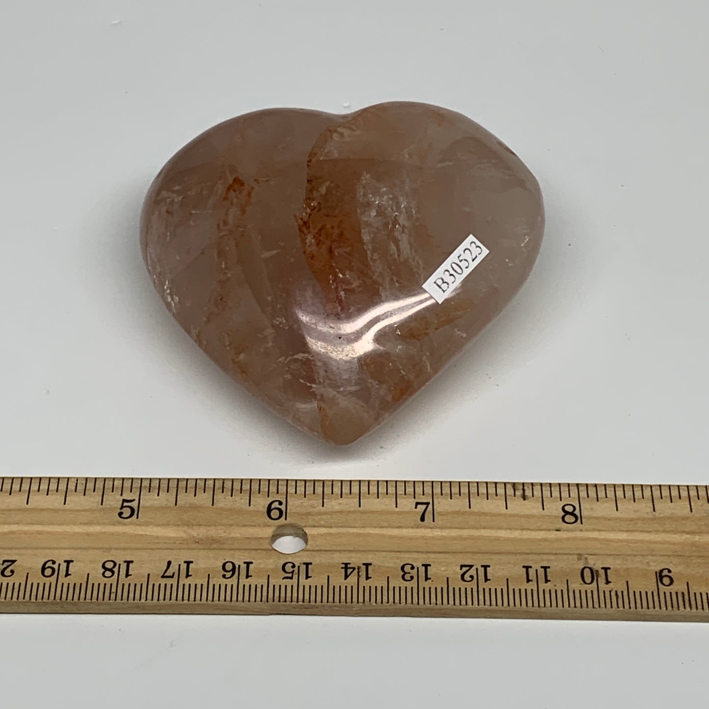 228.9g, 2.9"x3"x1.3" Red Hematoid Quartz Heart Crystal @Madagascar, B30523