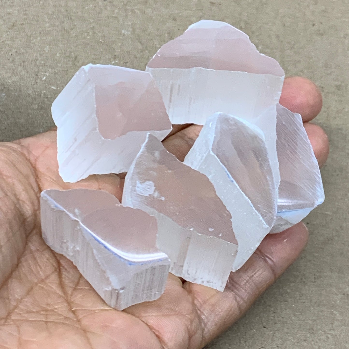 0.31 lbs, 1"-1.6", 6pcs, Natural Clear Selenite Crystal Slab Gemstone, B36938