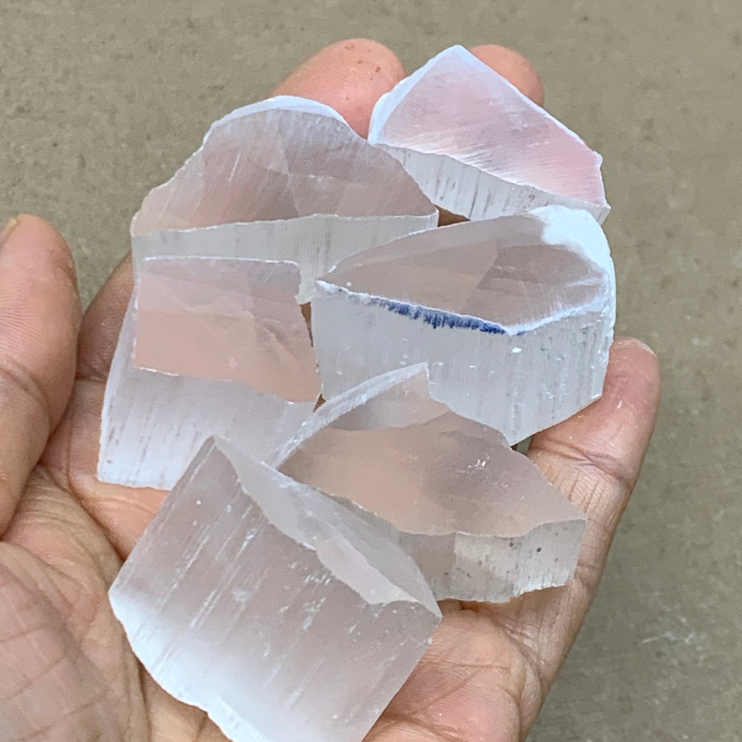 0.31 lbs, 1"-1.6", 6pcs, Natural Clear Selenite Crystal Slab Gemstone, B36938