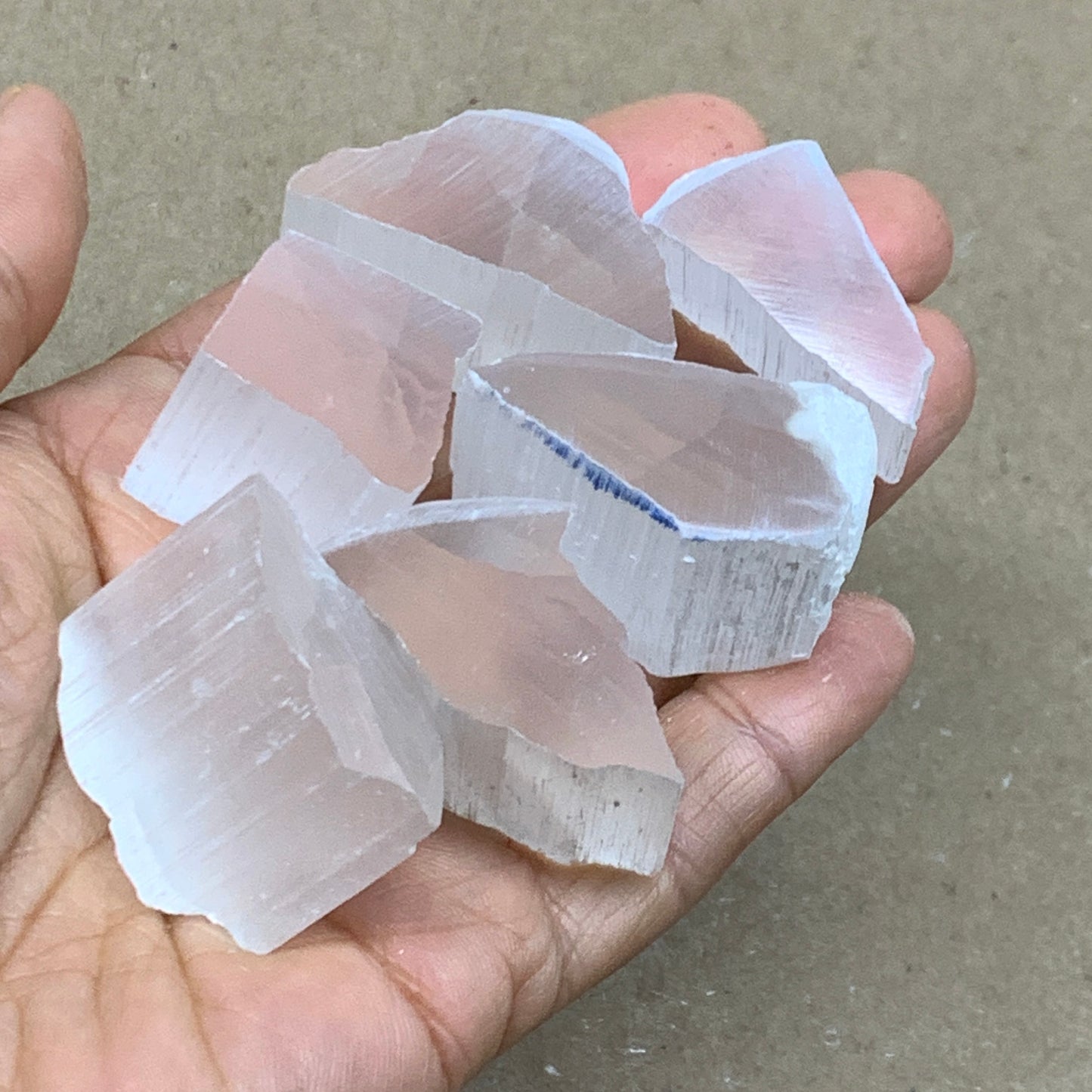 0.31 lbs, 1"-1.6", 6pcs, Natural Clear Selenite Crystal Slab Gemstone, B36938