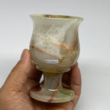 211.6g, 3.8"x2.3" Natural Green Onyx Cup Gemstone from Afghanistan, B3203