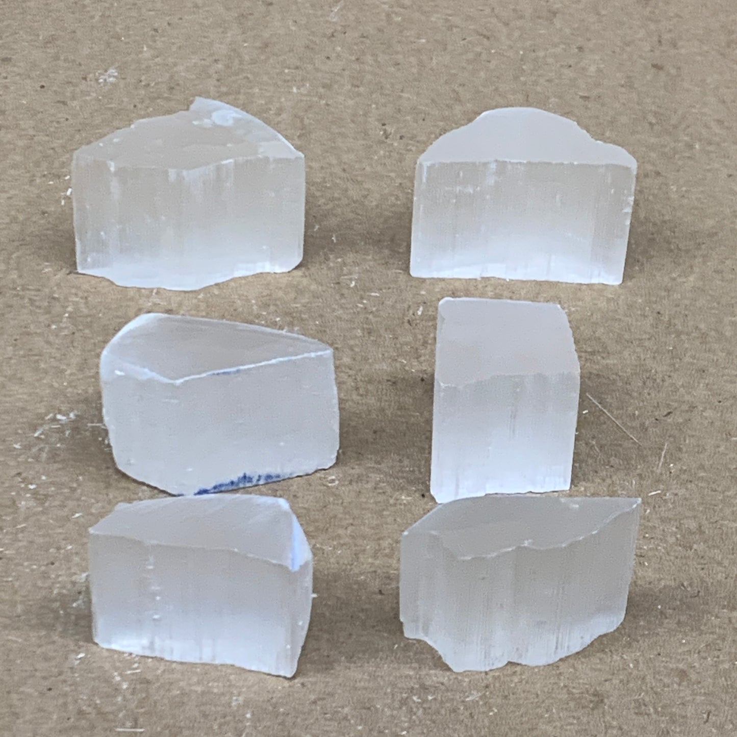 0.31 lbs, 1"-1.6", 6pcs, Natural Clear Selenite Crystal Slab Gemstone, B36938