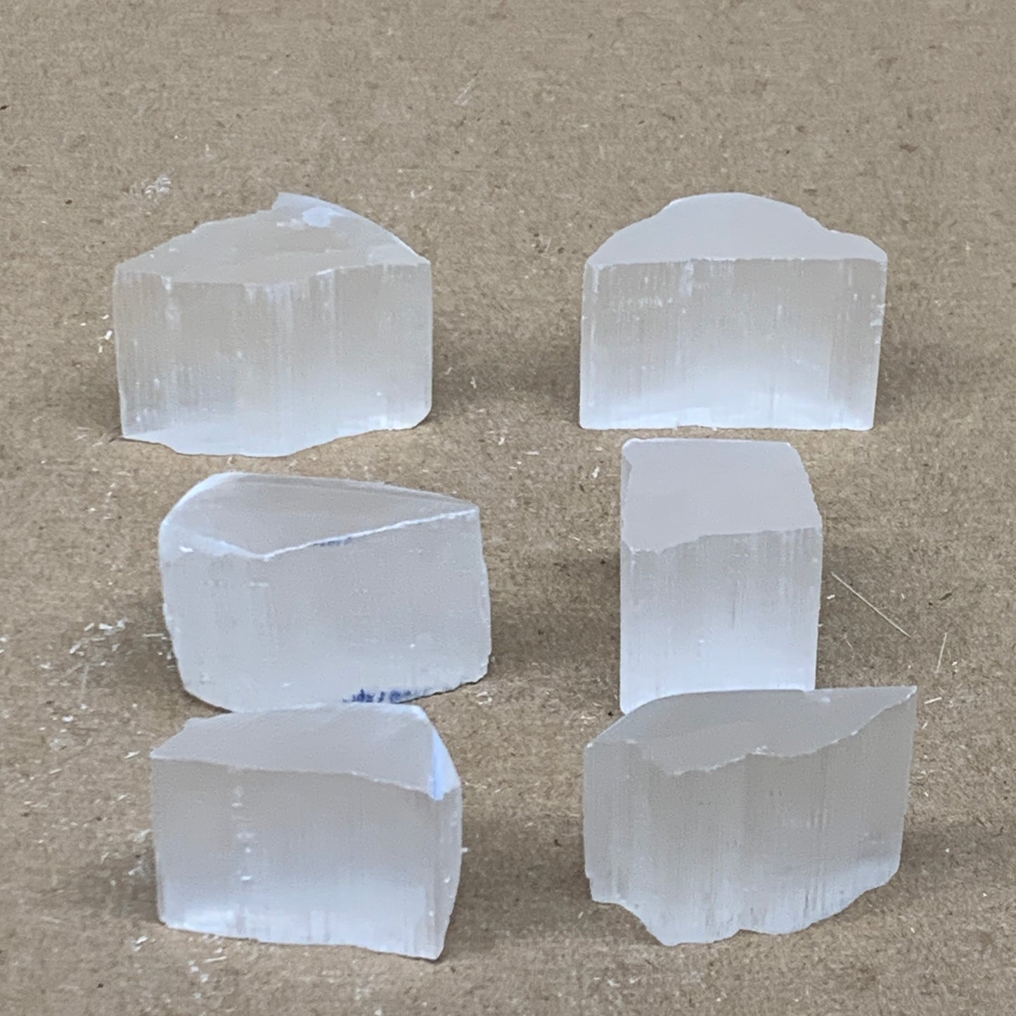 0.31 lbs, 1"-1.6", 6pcs, Natural Clear Selenite Crystal Slab Gemstone, B36938