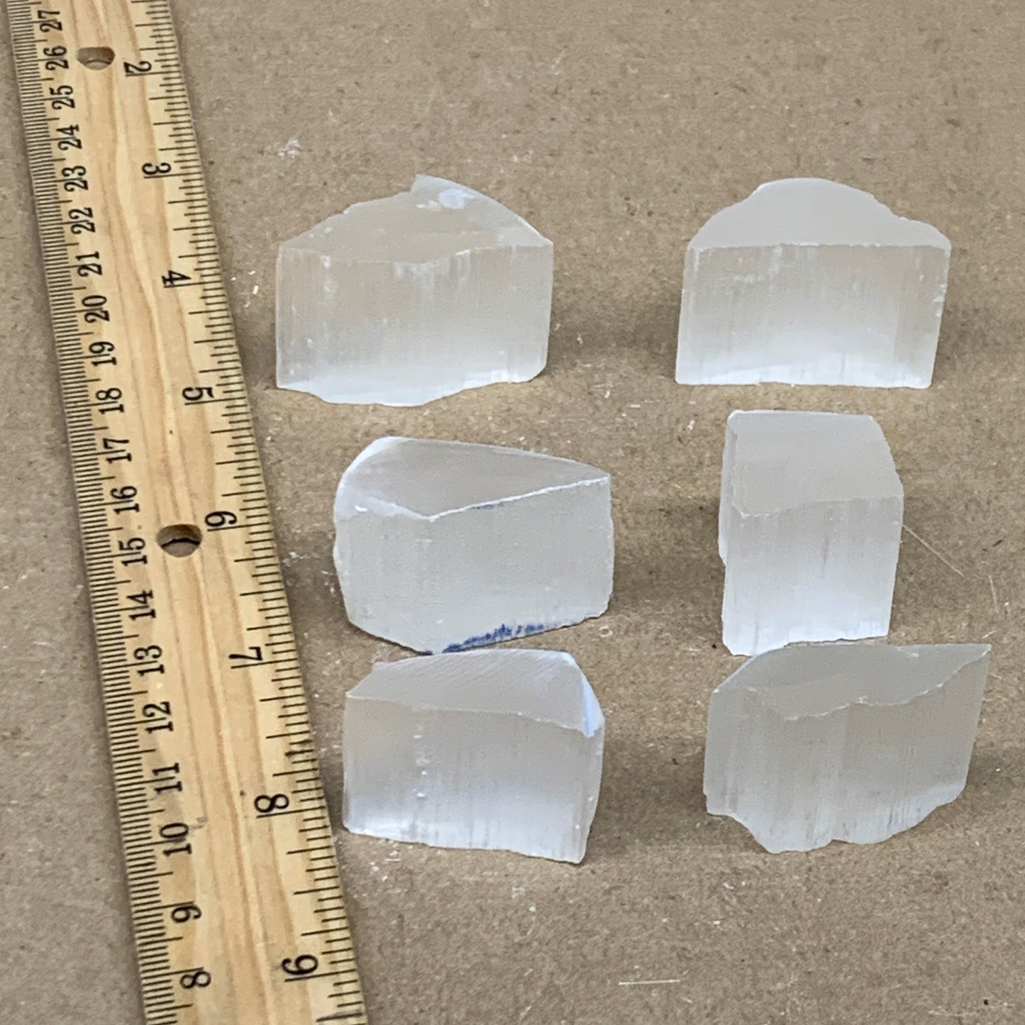 0.31 lbs, 1"-1.6", 6pcs, Natural Clear Selenite Crystal Slab Gemstone, B36938