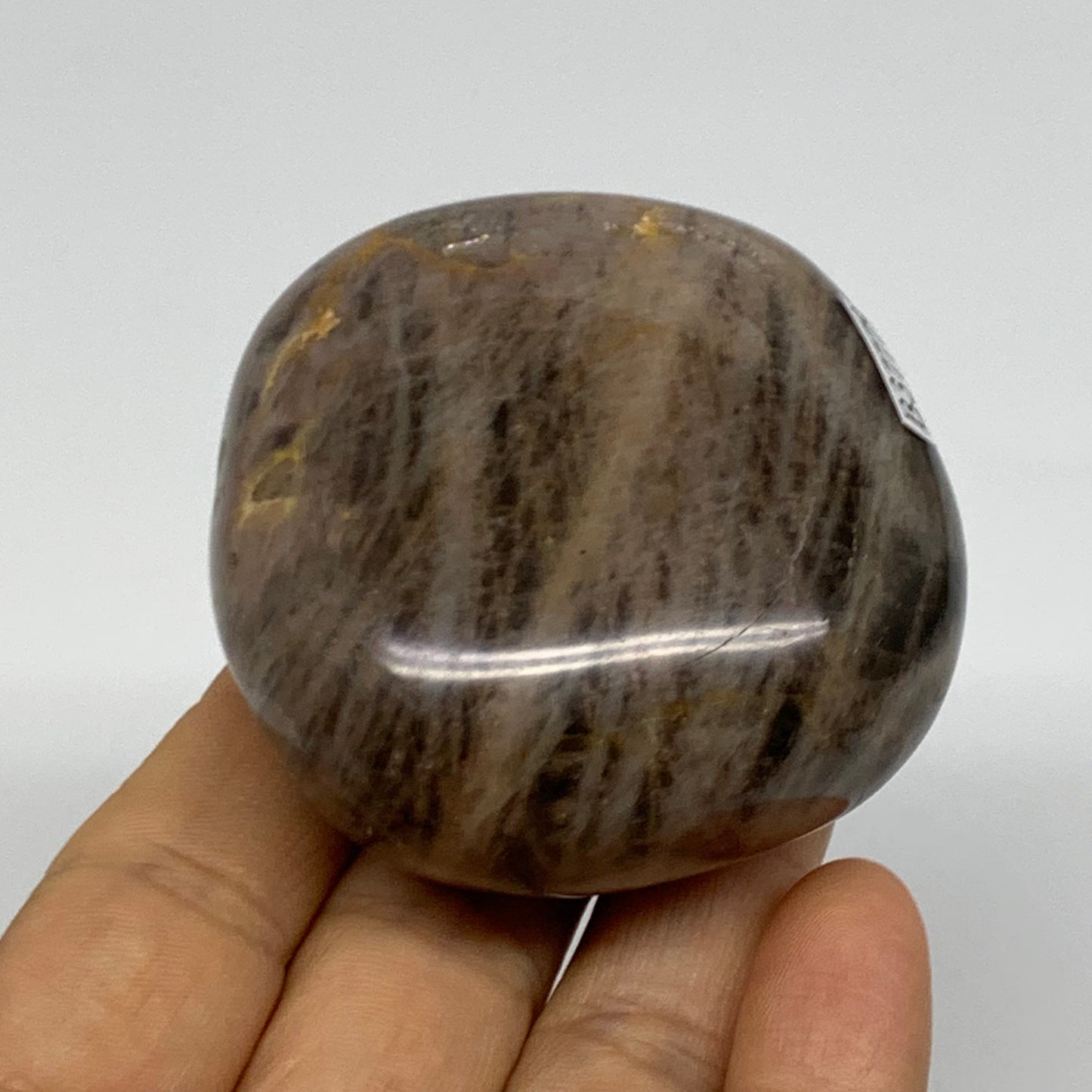 164.7g, 2.3"x2.2"x1.3",  Black Moonstone Crystal Palm-Stone Polished, B37779