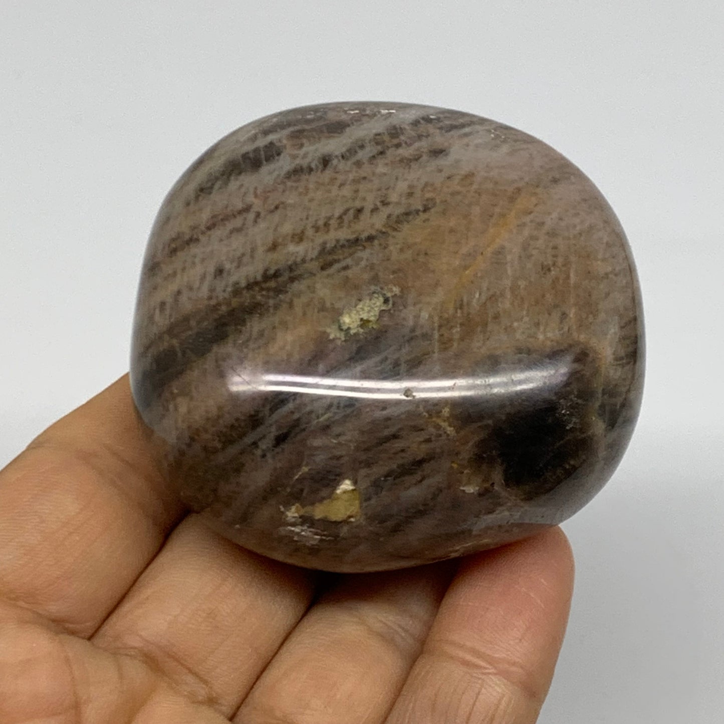164.7g, 2.3"x2.2"x1.3",  Black Moonstone Crystal Palm-Stone Polished, B37779
