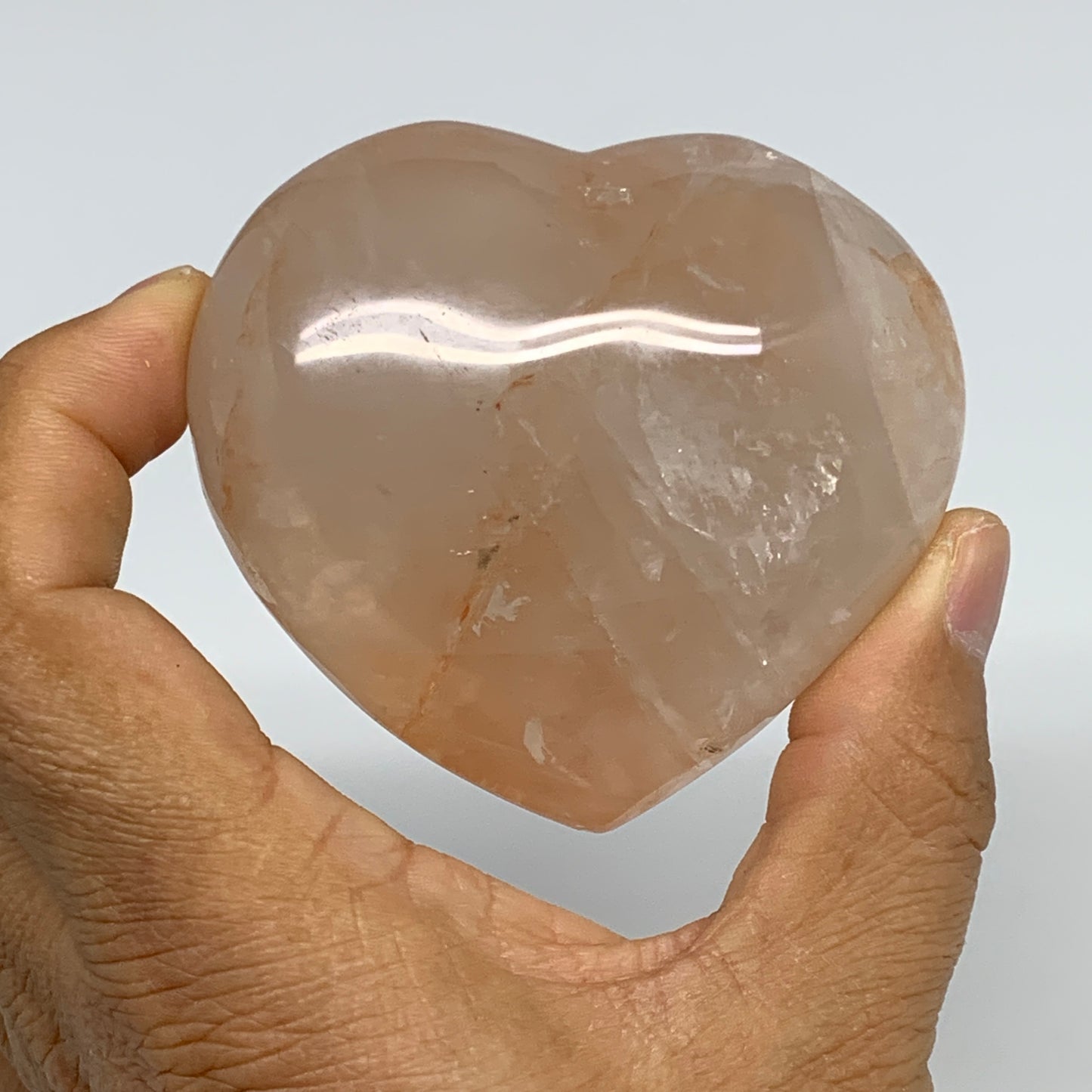 247.4g, 2.5"x2.8"x1.5" Red Hematoid Quartz Heart Crystal @Madagascar, B30525