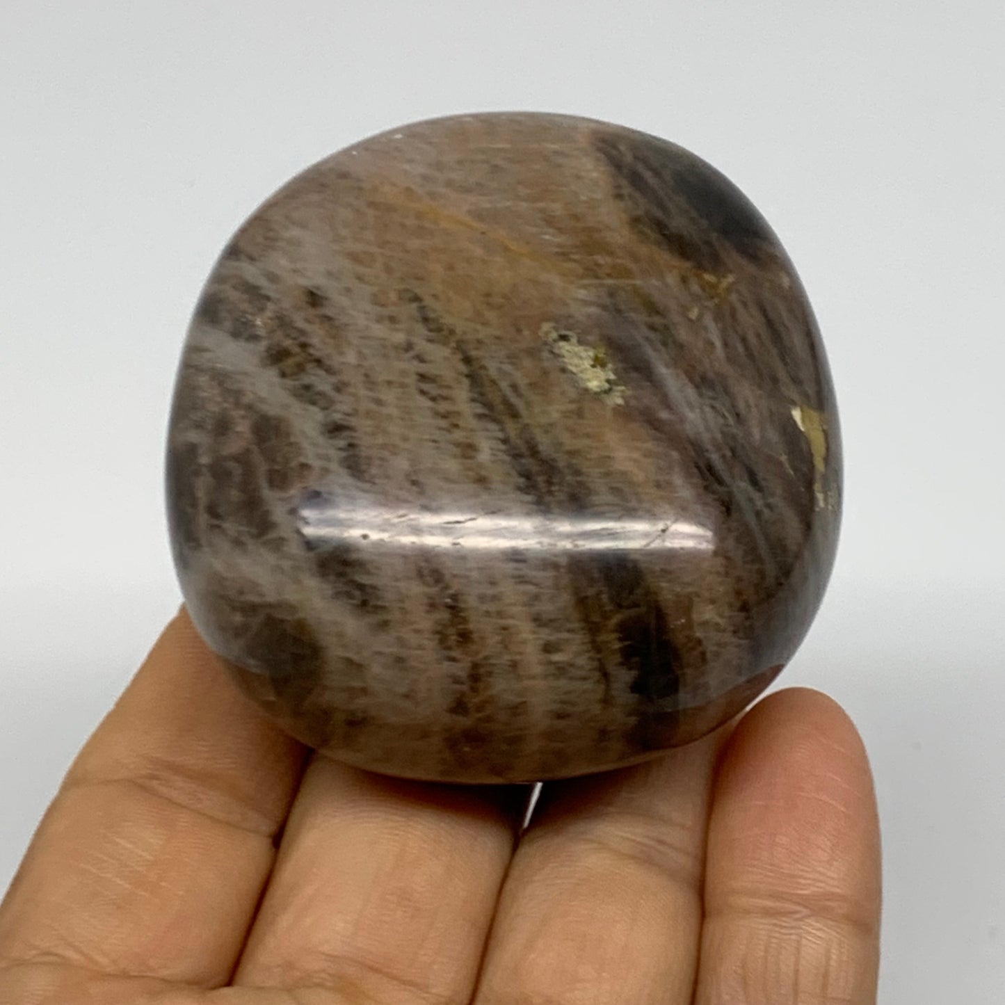 164.7g, 2.3"x2.2"x1.3",  Black Moonstone Crystal Palm-Stone Polished, B37779