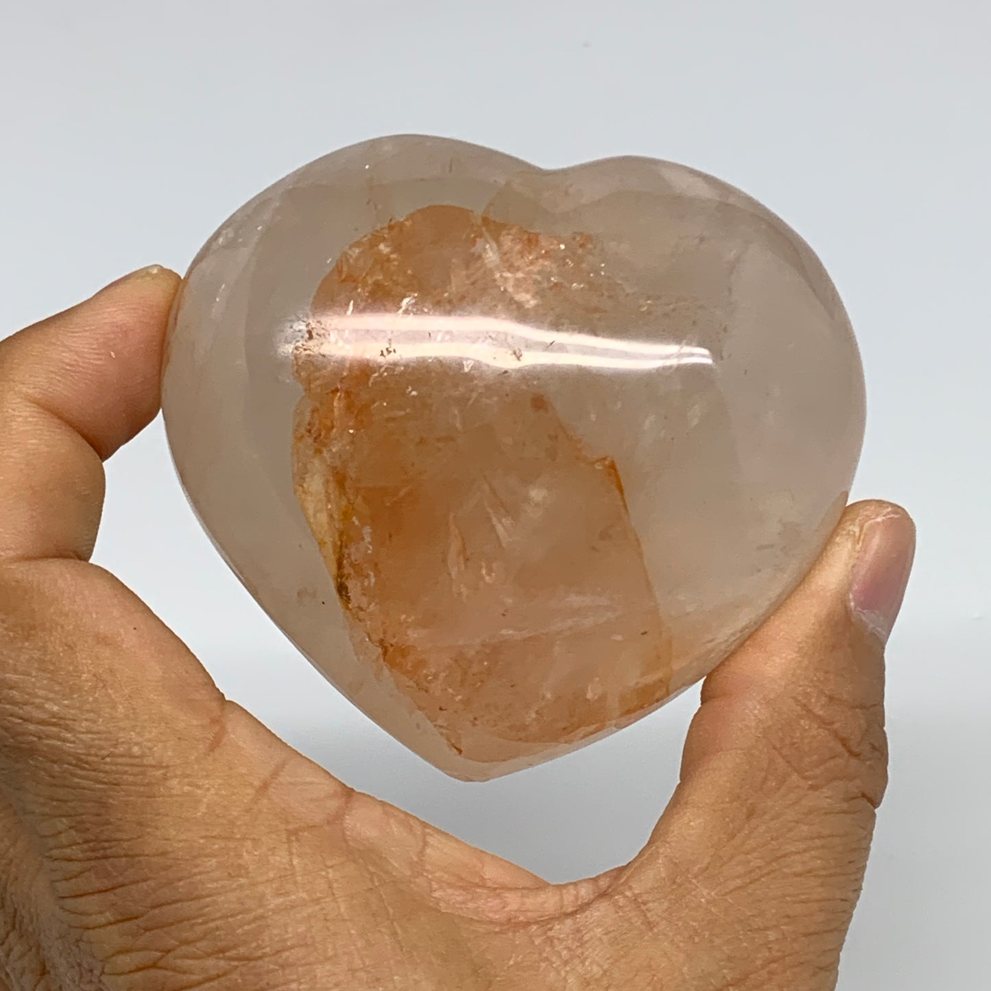 247.4g, 2.5"x2.8"x1.5" Red Hematoid Quartz Heart Crystal @Madagascar, B30525