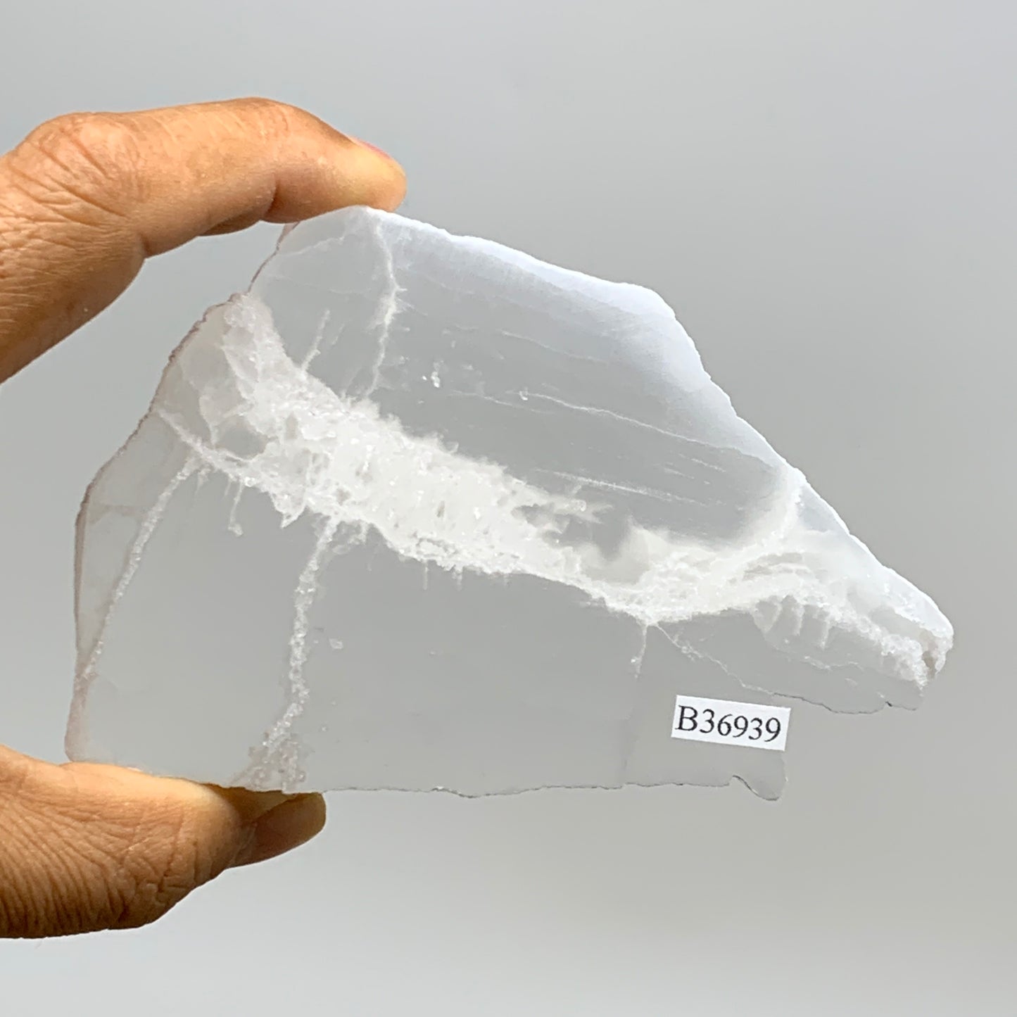 0.67 lbs, 4.3"x2.9"x1", Natural Clear Selenite Crystal Slab Gemstone, B36939