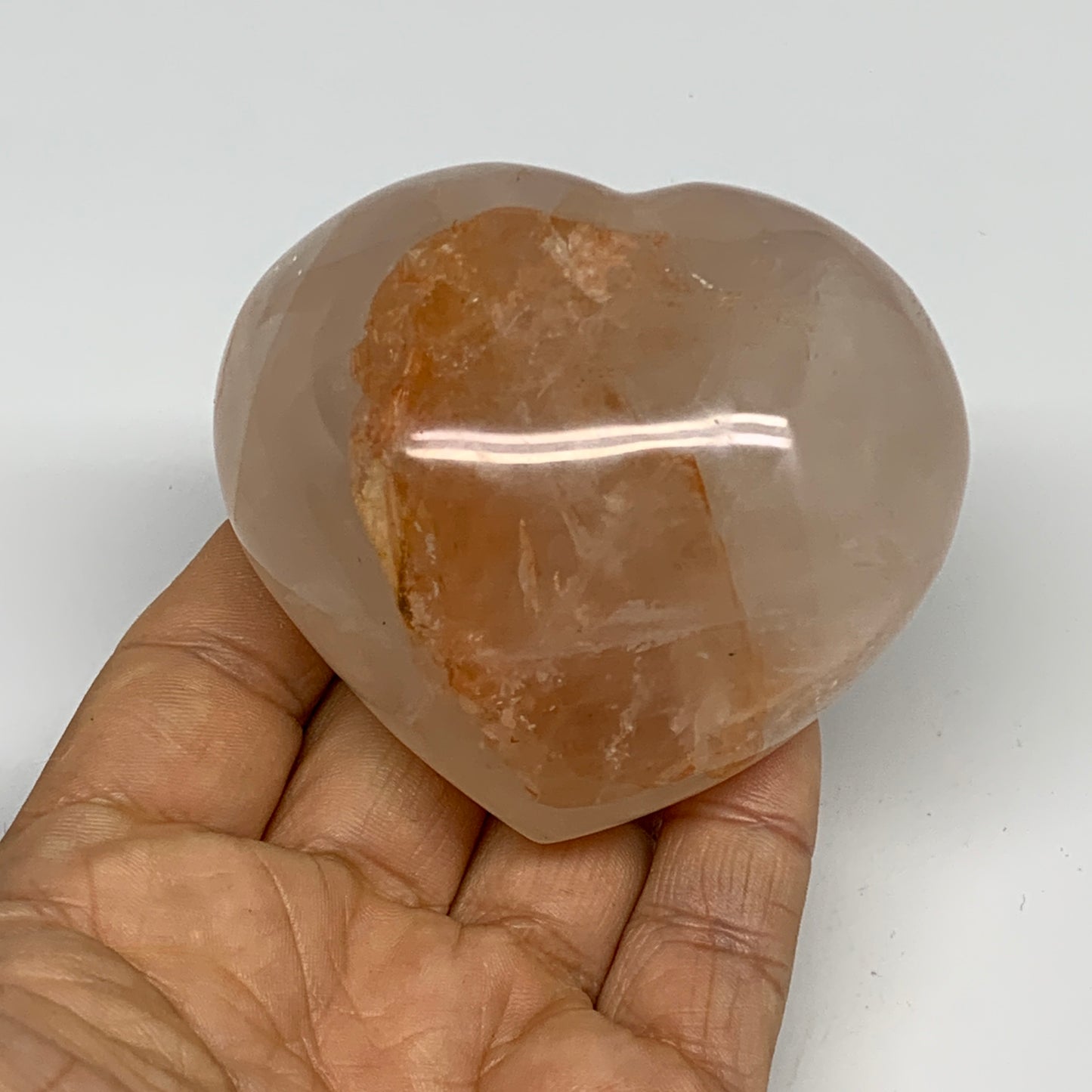 247.4g, 2.5"x2.8"x1.5" Red Hematoid Quartz Heart Crystal @Madagascar, B30525