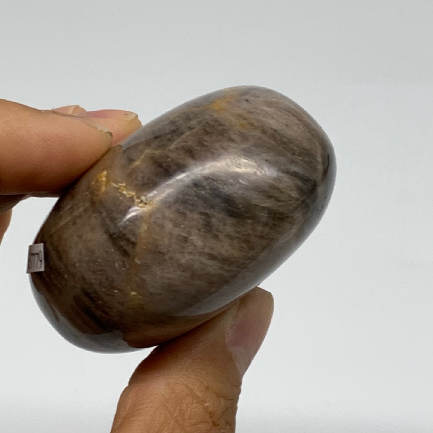 164.7g, 2.3"x2.2"x1.3",  Black Moonstone Crystal Palm-Stone Polished, B37779