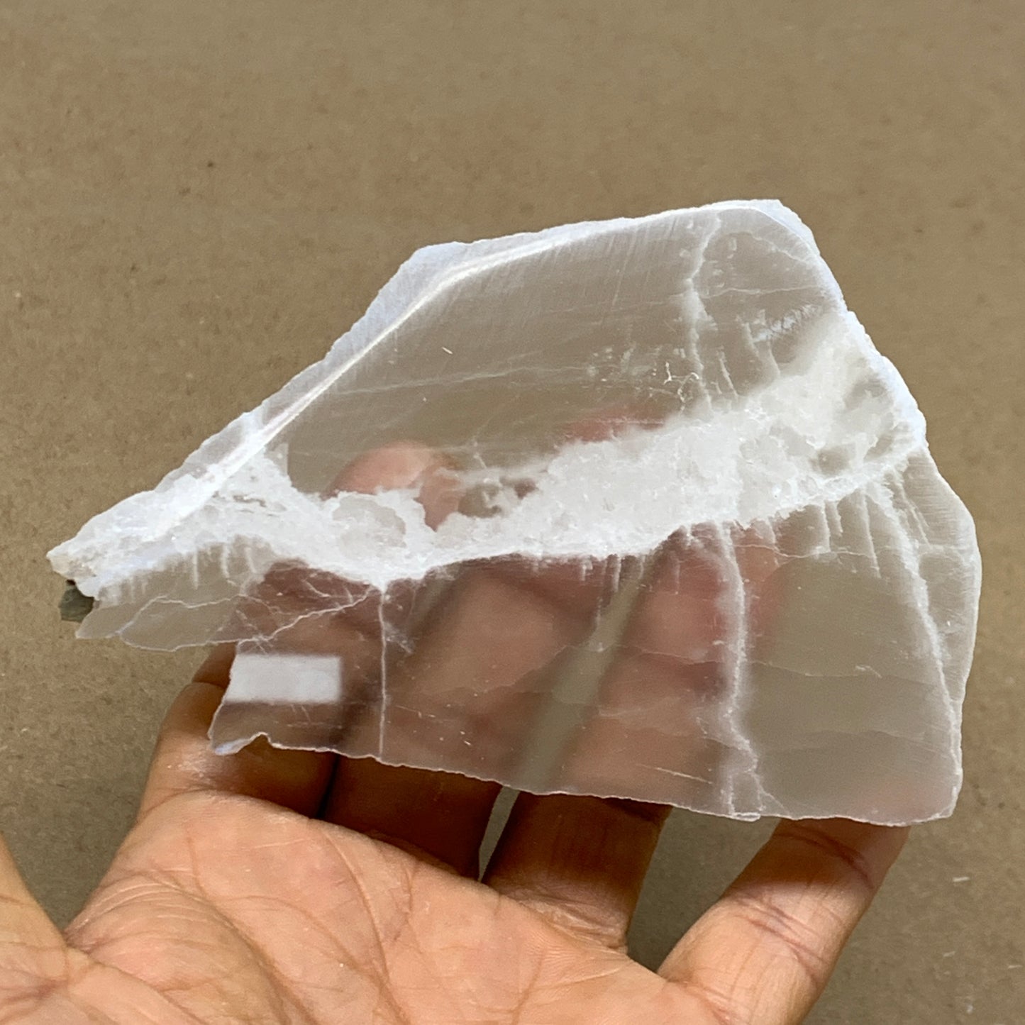 0.67 lbs, 4.3"x2.9"x1", Natural Clear Selenite Crystal Slab Gemstone, B36939