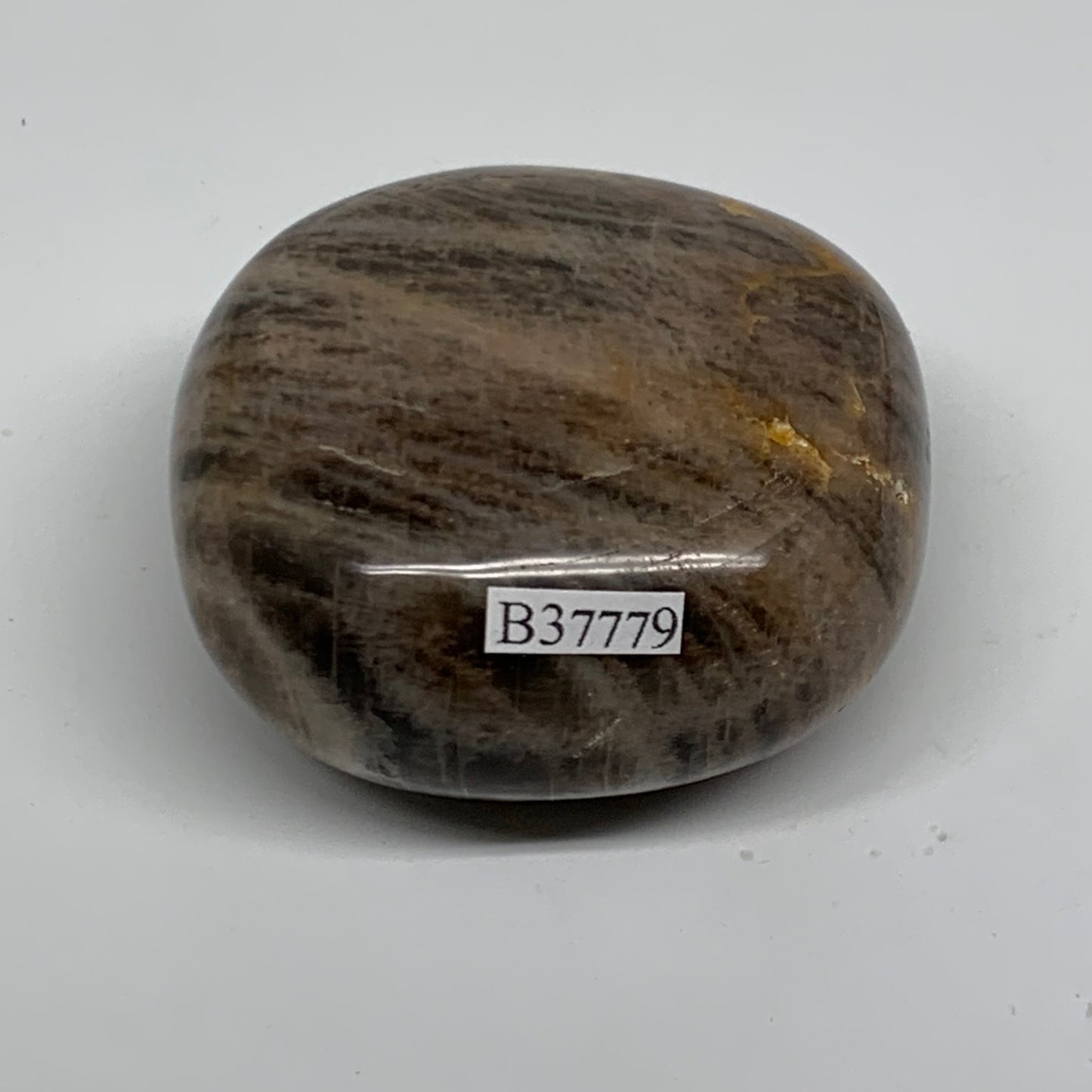 164.7g, 2.3"x2.2"x1.3",  Black Moonstone Crystal Palm-Stone Polished, B37779