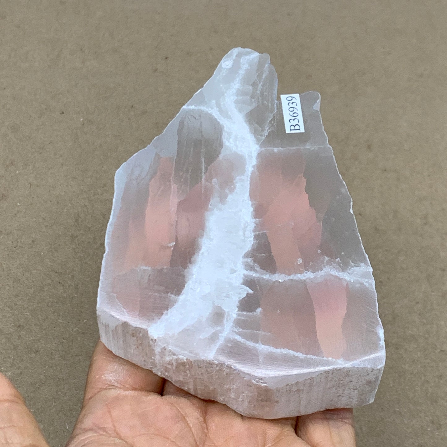 0.67 lbs, 4.3"x2.9"x1", Natural Clear Selenite Crystal Slab Gemstone, B36939