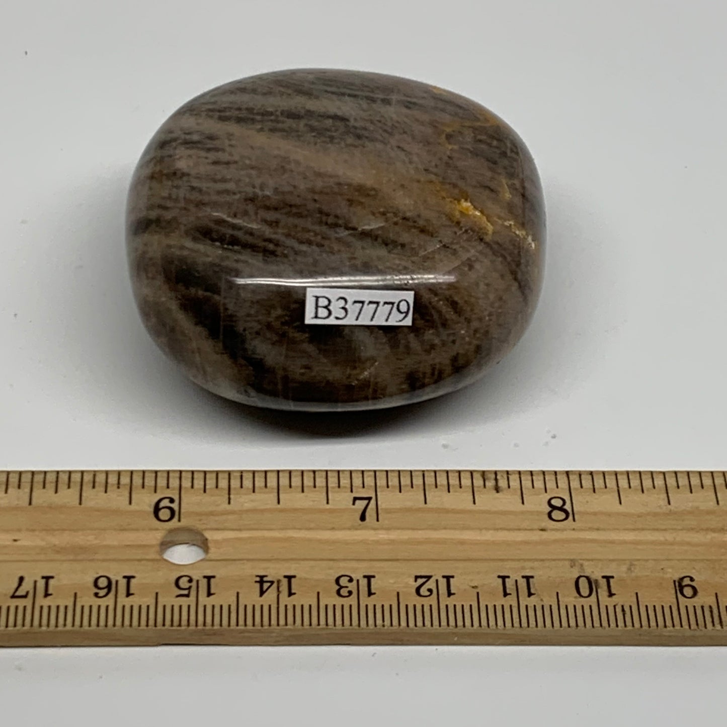 164.7g, 2.3"x2.2"x1.3",  Black Moonstone Crystal Palm-Stone Polished, B37779