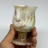 211g, 3.7"x2.3" Natural Green Onyx Cup Gemstone from Afghanistan, B3204