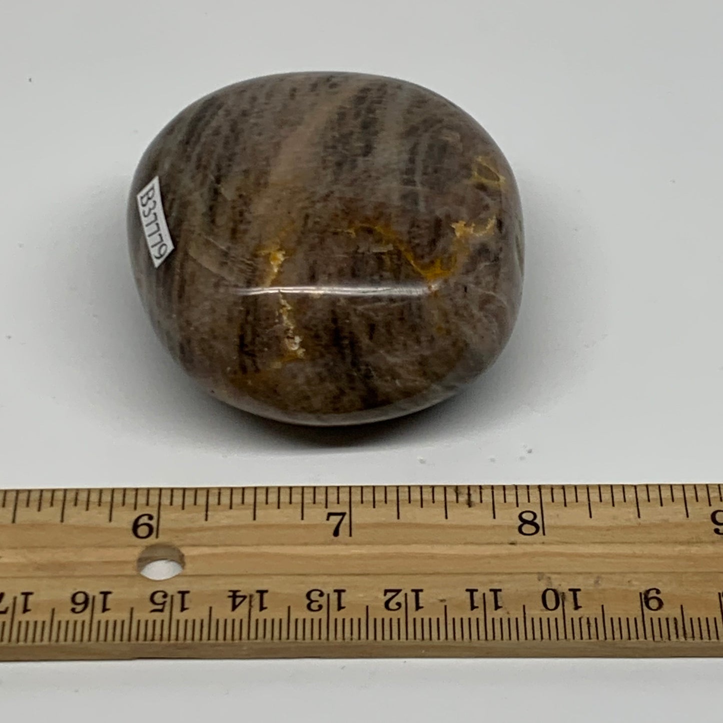 164.7g, 2.3"x2.2"x1.3",  Black Moonstone Crystal Palm-Stone Polished, B37779