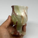 211g, 3.7"x2.3" Natural Green Onyx Cup Gemstone from Afghanistan, B3204