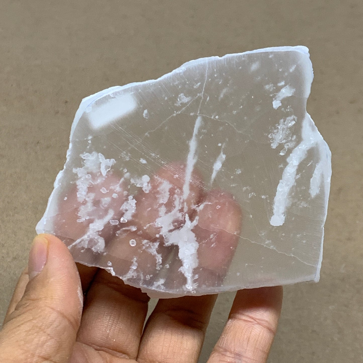 0.55 lbs, 3.3"x2.7"x0.9", Natural Clear Selenite Crystal Slab Gemstone, B36940