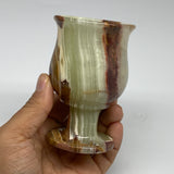 215g, 3.8"x2.4" Natural Green Onyx Cup Gemstone from Afghanistan, B3205