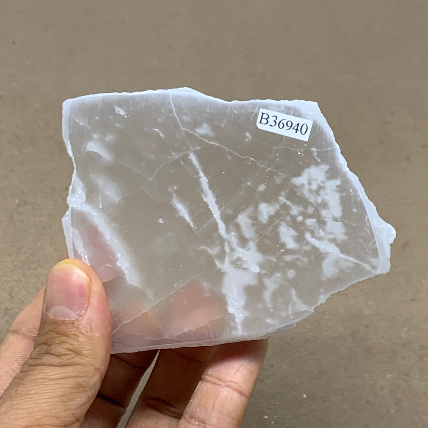 0.55 lbs, 3.3"x2.7"x0.9", Natural Clear Selenite Crystal Slab Gemstone, B36940