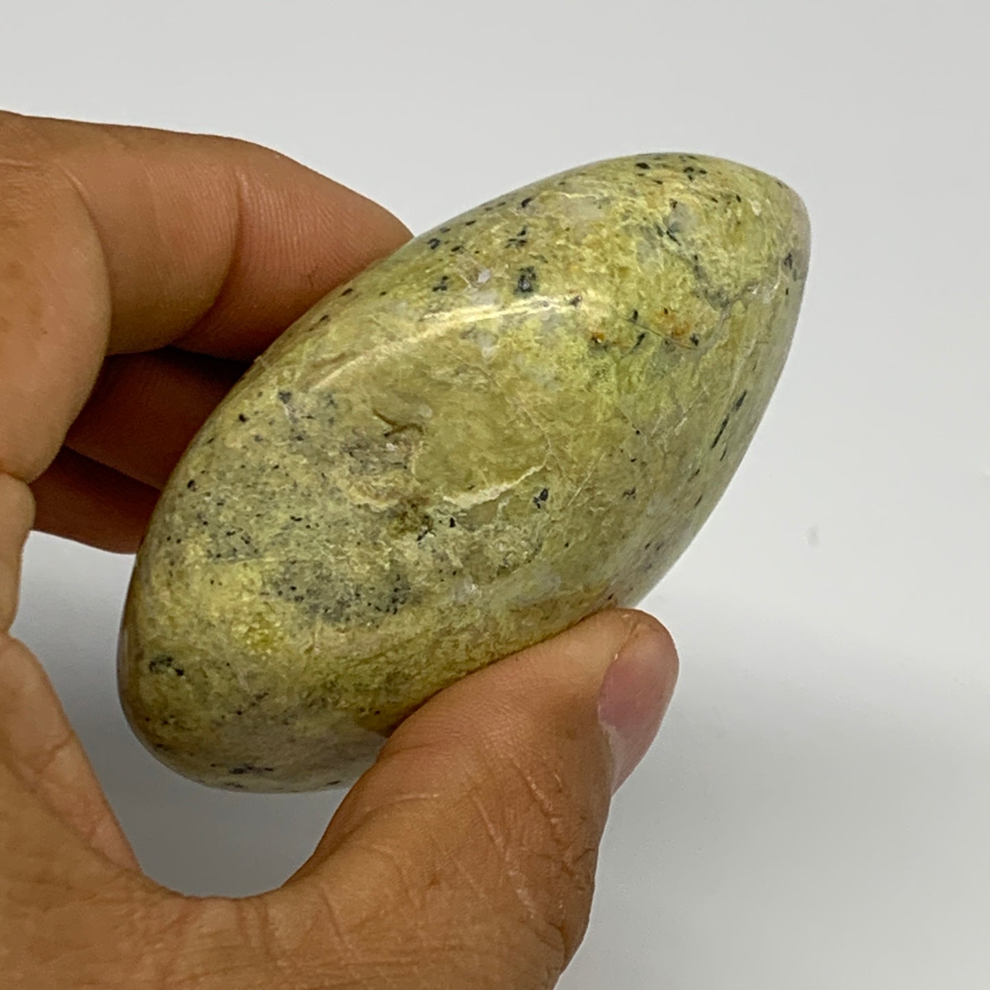 107.6g, 2.7"x2.1"x1.2", Green Opal Crystal PalmStone Polished Reiki, B28329